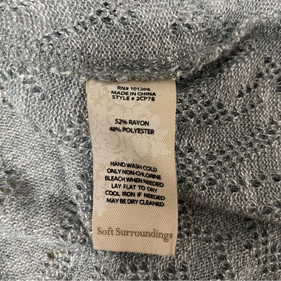 Soft Surroundings Open Knit Short Sleeve Oversized Sweater Womens XL Tunic Gray - Picture 9 of 10